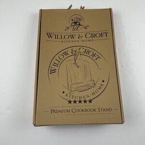Willow & Croft Premium Cook Book Stand. Farmhouse Cutting Board Stand White